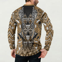 Aotearoa Kati Mamoe Button Sweatshirt Maori Brown Tribal Paua Shell Pattern