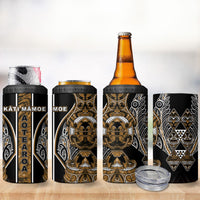 Aotearoa Kati Mamoe 4 in 1 Can Cooler Tumbler Maori Brown Tribal Paua Shell Pattern