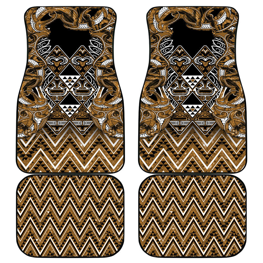 Aotearoa Kati Mamoe Car Mats Maori Brown Tribal Paua Shell Pattern