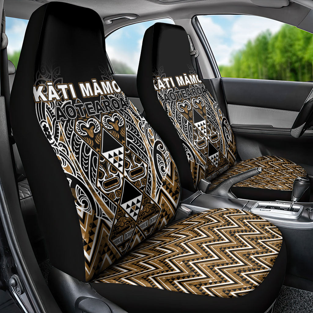 Aotearoa Kati Mamoe Car Seat Cover Maori Brown Tribal Paua Shell Pattern