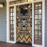 Aotearoa Kati Mamoe Door Cover Maori Brown Tribal Paua Shell Pattern