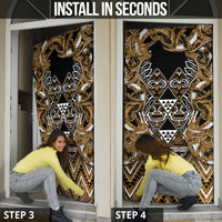 Aotearoa Kati Mamoe Door Cover Maori Brown Tribal Paua Shell Pattern