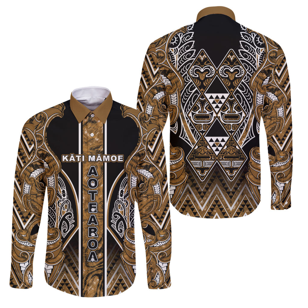 Aotearoa Kati Mamoe Family Matching Off Shoulder Maxi Dress and Hawaiian Shirt Maori Brown Tribal Paua Shell Pattern