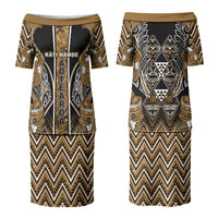 Aotearoa Kati Mamoe Family Matching Puletasi and Hawaiian Shirt Maori Brown Tribal Paua Shell Pattern
