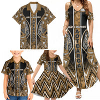 Aotearoa Kati Mamoe Family Matching Summer Maxi Dress and Hawaiian Shirt Maori Brown Tribal Paua Shell Pattern