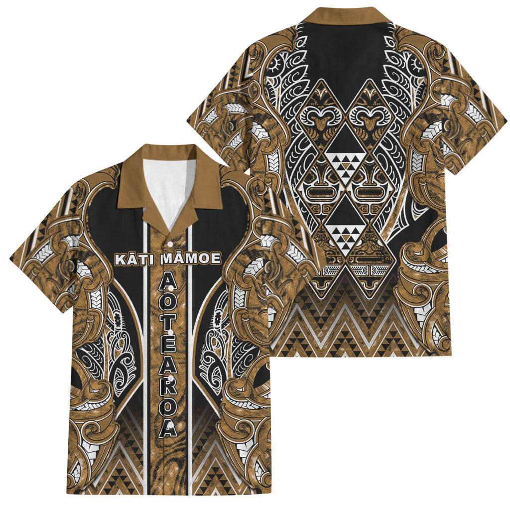 Aotearoa Kati Mamoe Family Matching Summer Maxi Dress and Hawaiian Shirt Maori Brown Tribal Paua Shell Pattern