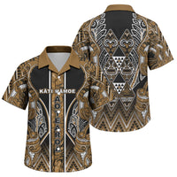 Aotearoa Kati Mamoe Family Matching Summer Maxi Dress and Hawaiian Shirt Maori Brown Tribal Paua Shell Pattern