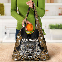 Aotearoa Kati Mamoe Grocery Bag Maori Brown Tribal Paua Shell Pattern