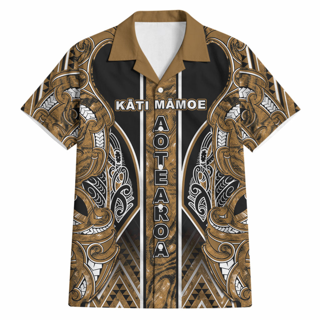 Aotearoa Kati Mamoe Hawaiian Shirt Maori Brown Tribal Paua Shell Pattern
