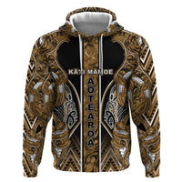 Aotearoa Kati Mamoe Hoodie Maori Brown Tribal Paua Shell Pattern