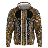 Aotearoa Kati Mamoe Hoodie Maori Brown Tribal Paua Shell Pattern