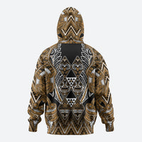 Aotearoa Kati Mamoe Hoodie Maori Brown Tribal Paua Shell Pattern