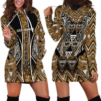 Aotearoa Kati Mamoe Hoodie Dress Maori Brown Tribal Paua Shell Pattern