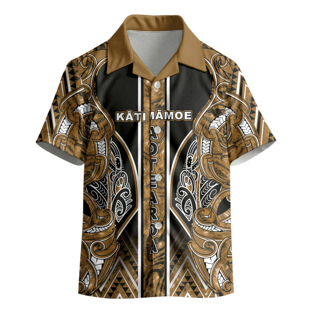 Aotearoa Kati Mamoe Kid Hawaiian Shirt Maori Brown Tribal Paua Shell Pattern