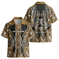 Aotearoa Kati Mamoe Kid Hawaiian Shirt Maori Brown Tribal Paua Shell Pattern