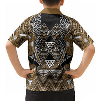 Aotearoa Kati Mamoe Kid Hawaiian Shirt Maori Brown Tribal Paua Shell Pattern