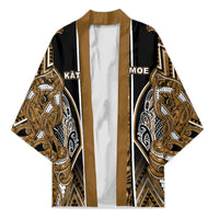 Aotearoa Kati Mamoe Kimono Maori Brown Tribal Paua Shell Pattern