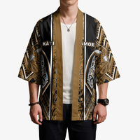 Aotearoa Kati Mamoe Kimono Maori Brown Tribal Paua Shell Pattern