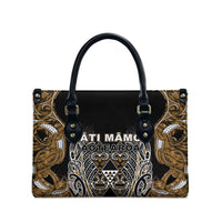 Aotearoa Kati Mamoe Leather Bag Maori Brown Tribal Paua Shell Pattern