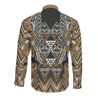 Aotearoa Kati Mamoe Long Sleeve Button Shirt Maori Brown Tribal Paua Shell Pattern