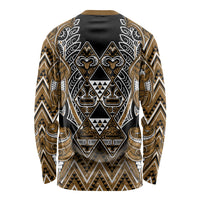 Aotearoa Kati Mamoe Long Sleeve Shirt Maori Brown Tribal Paua Shell Pattern