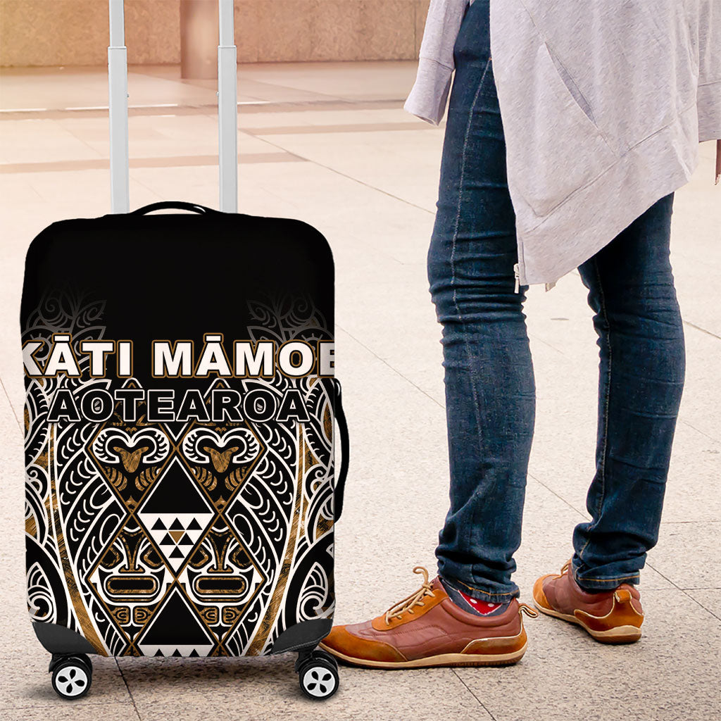 Aotearoa Kati Mamoe Luggage Cover Maori Brown Tribal Paua Shell Pattern