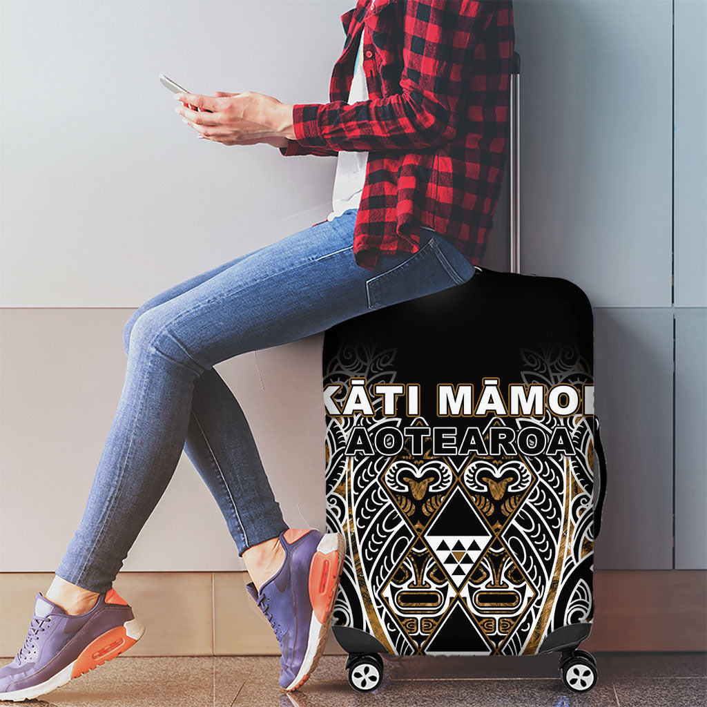 Aotearoa Kati Mamoe Luggage Cover Maori Brown Tribal Paua Shell Pattern
