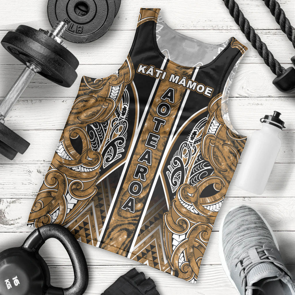 Aotearoa Kati Mamoe Men Tank Top Maori Brown Tribal Paua Shell Pattern