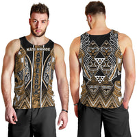 Aotearoa Kati Mamoe Men Tank Top Maori Brown Tribal Paua Shell Pattern