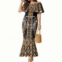 Aotearoa Kati Mamoe Mermaid Dress Maori Brown Tribal Paua Shell Pattern