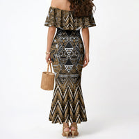 Aotearoa Kati Mamoe Mermaid Dress Maori Brown Tribal Paua Shell Pattern