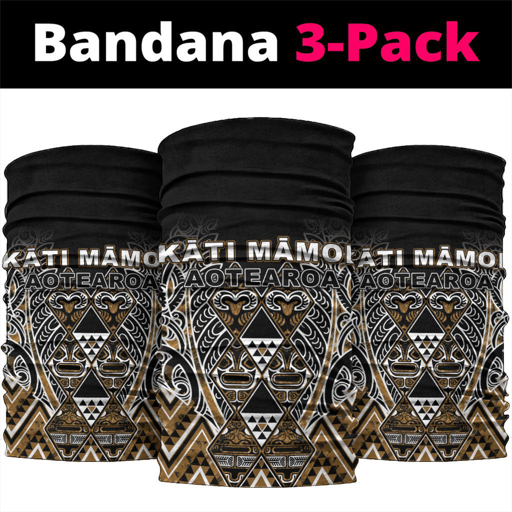 Aotearoa Kati Mamoe Neck Gaiter Maori Brown Tribal Paua Shell Pattern
