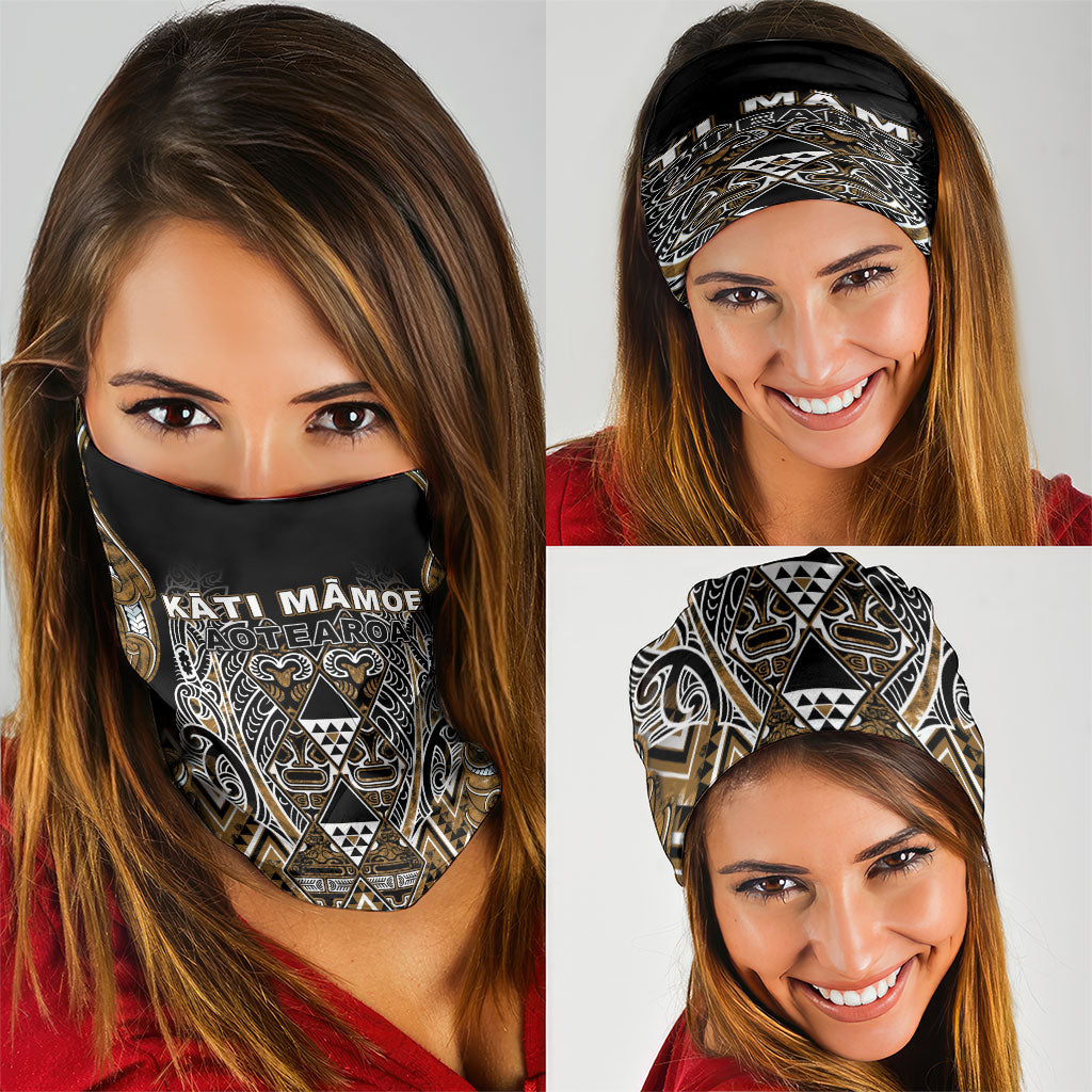 Aotearoa Kati Mamoe Neck Gaiter Maori Brown Tribal Paua Shell Pattern