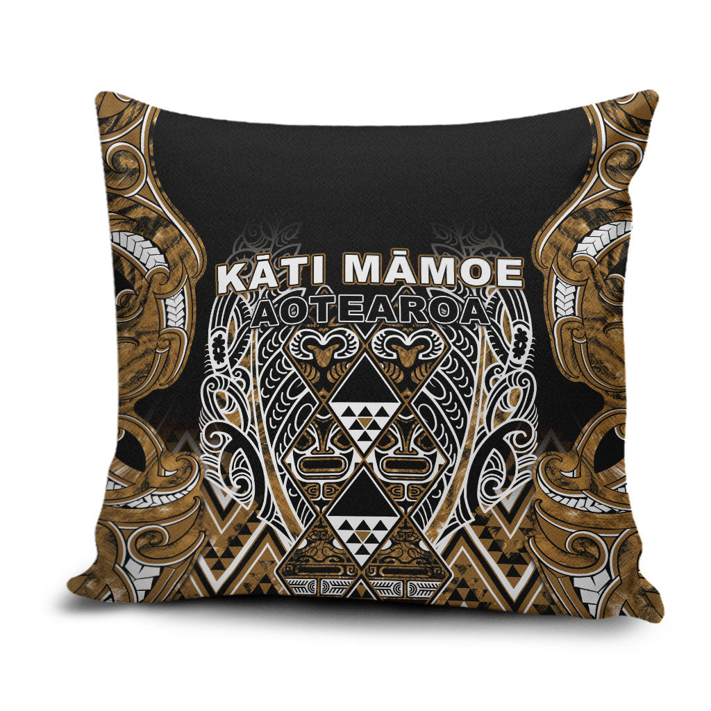 Aotearoa Kati Mamoe Pillow Cover Maori Brown Tribal Paua Shell Pattern