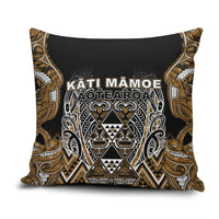 Aotearoa Kati Mamoe Pillow Cover Maori Brown Tribal Paua Shell Pattern