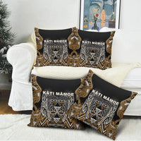 Aotearoa Kati Mamoe Pillow Cover Maori Brown Tribal Paua Shell Pattern