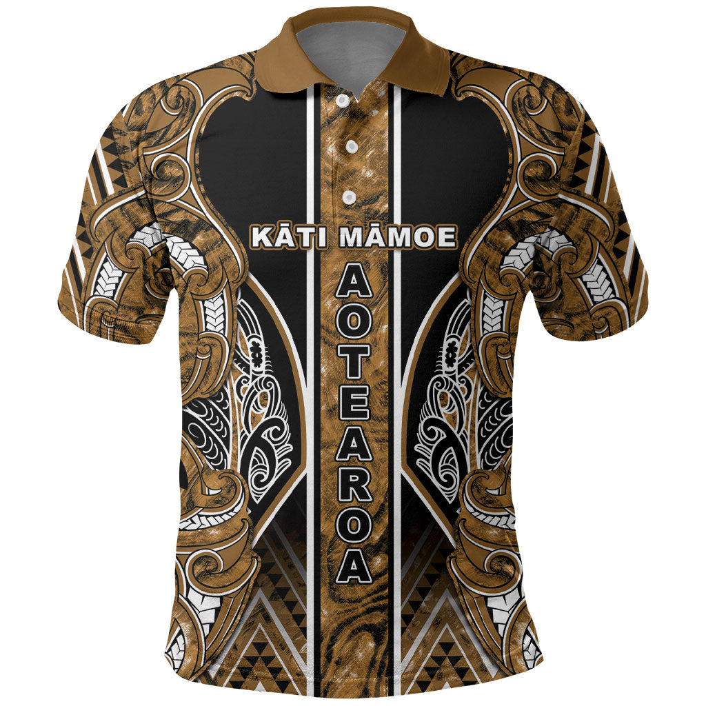 Aotearoa Kati Mamoe Polo Shirt Maori Brown Tribal Paua Shell Pattern