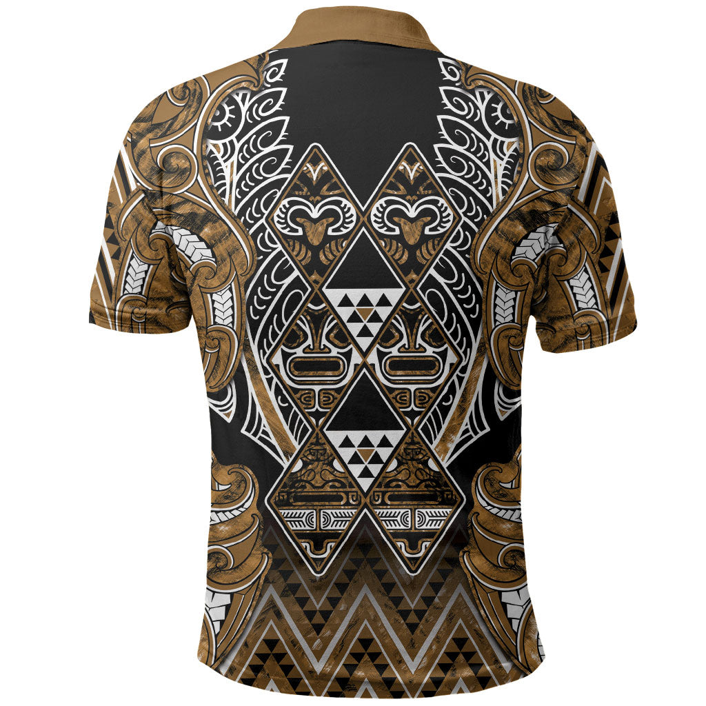 Aotearoa Kati Mamoe Polo Shirt Maori Brown Tribal Paua Shell Pattern