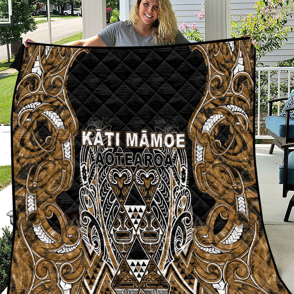Aotearoa Kati Mamoe Quilt Maori Brown Tribal Paua Shell Pattern DT05 Brown - Polynesian Pride