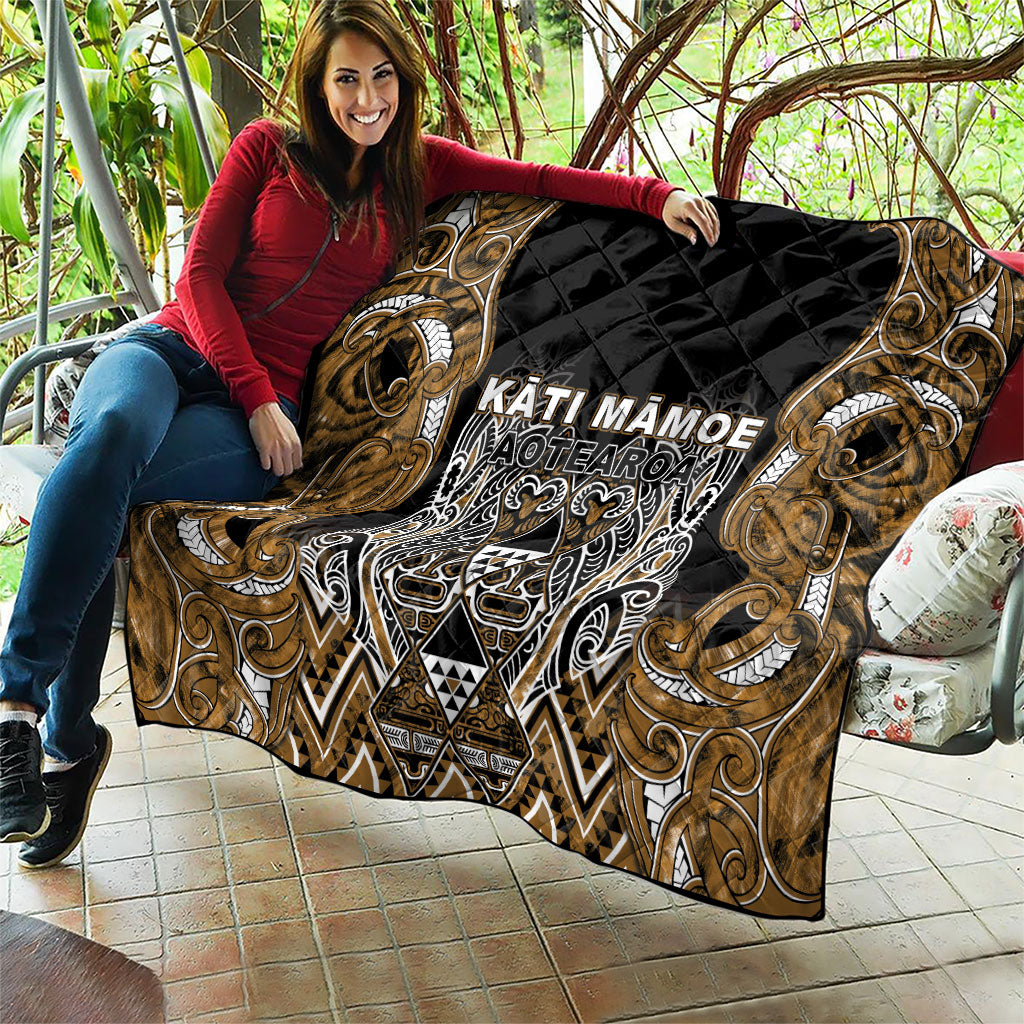 Aotearoa Kati Mamoe Quilt Maori Brown Tribal Paua Shell Pattern