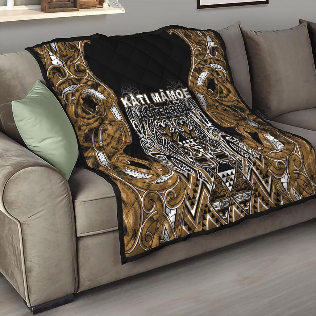 Aotearoa Kati Mamoe Quilt Maori Brown Tribal Paua Shell Pattern