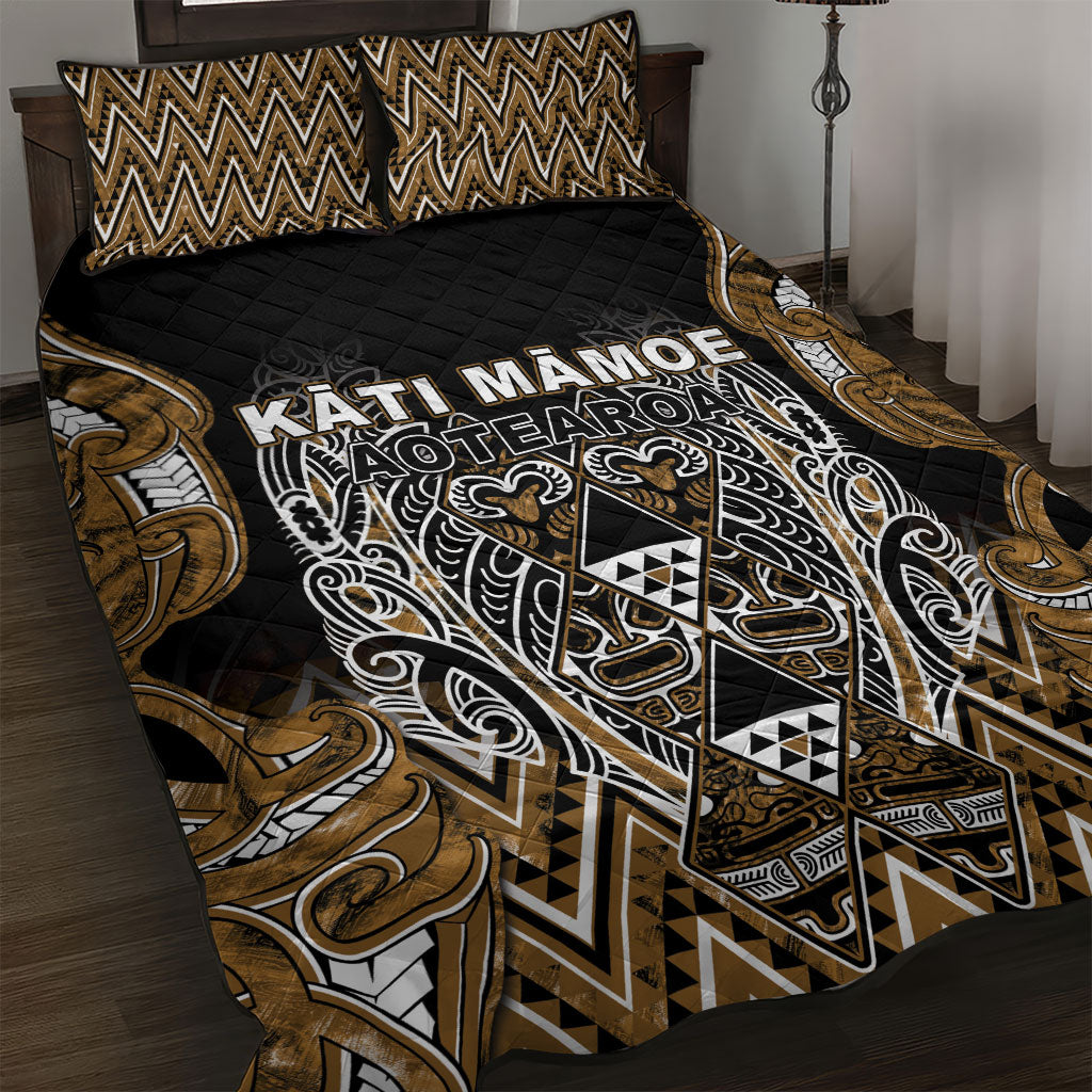 Aotearoa Kati Mamoe Quilt Bed Set Maori Brown Tribal Paua Shell Pattern DT05 Brown - Polynesian Pride