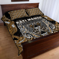 Aotearoa Kati Mamoe Quilt Bed Set Maori Brown Tribal Paua Shell Pattern
