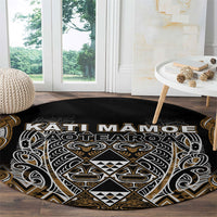 Aotearoa Kati Mamoe Round Carpet Maori Brown Tribal Paua Shell Pattern