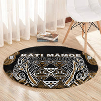 Aotearoa Kati Mamoe Round Carpet Maori Brown Tribal Paua Shell Pattern