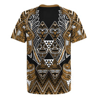Aotearoa Kati Mamoe Rugby Jersey Maori Brown Tribal Paua Shell Pattern