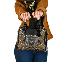Aotearoa Kati Mamoe Shoulder Handbag Maori Brown Tribal Paua Shell Pattern