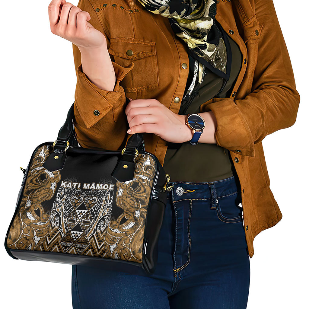 Aotearoa Kati Mamoe Shoulder Handbag Maori Brown Tribal Paua Shell Pattern