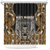 Aotearoa Kati Mamoe Shower Curtain Maori Brown Tribal Paua Shell Pattern