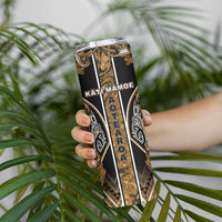 Aotearoa Kati Mamoe Skinny Tumbler Maori Brown Tribal Paua Shell Pattern